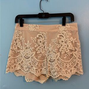 alice and olivia sequin shorts beige size 2